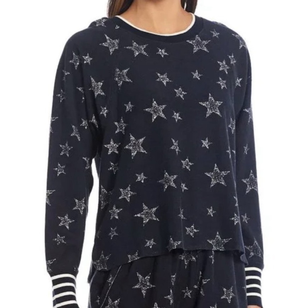NWT SPLENDID heritage terry navy and white Star Patterned top size medium - Picture 4 of 11